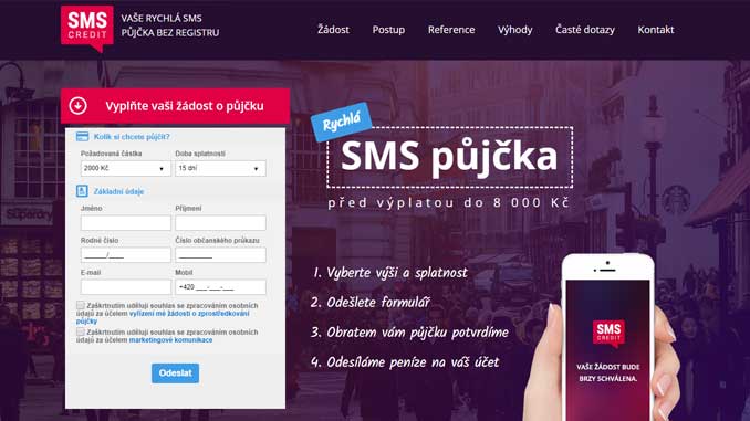 SMS Credit půjčka ihned na účet